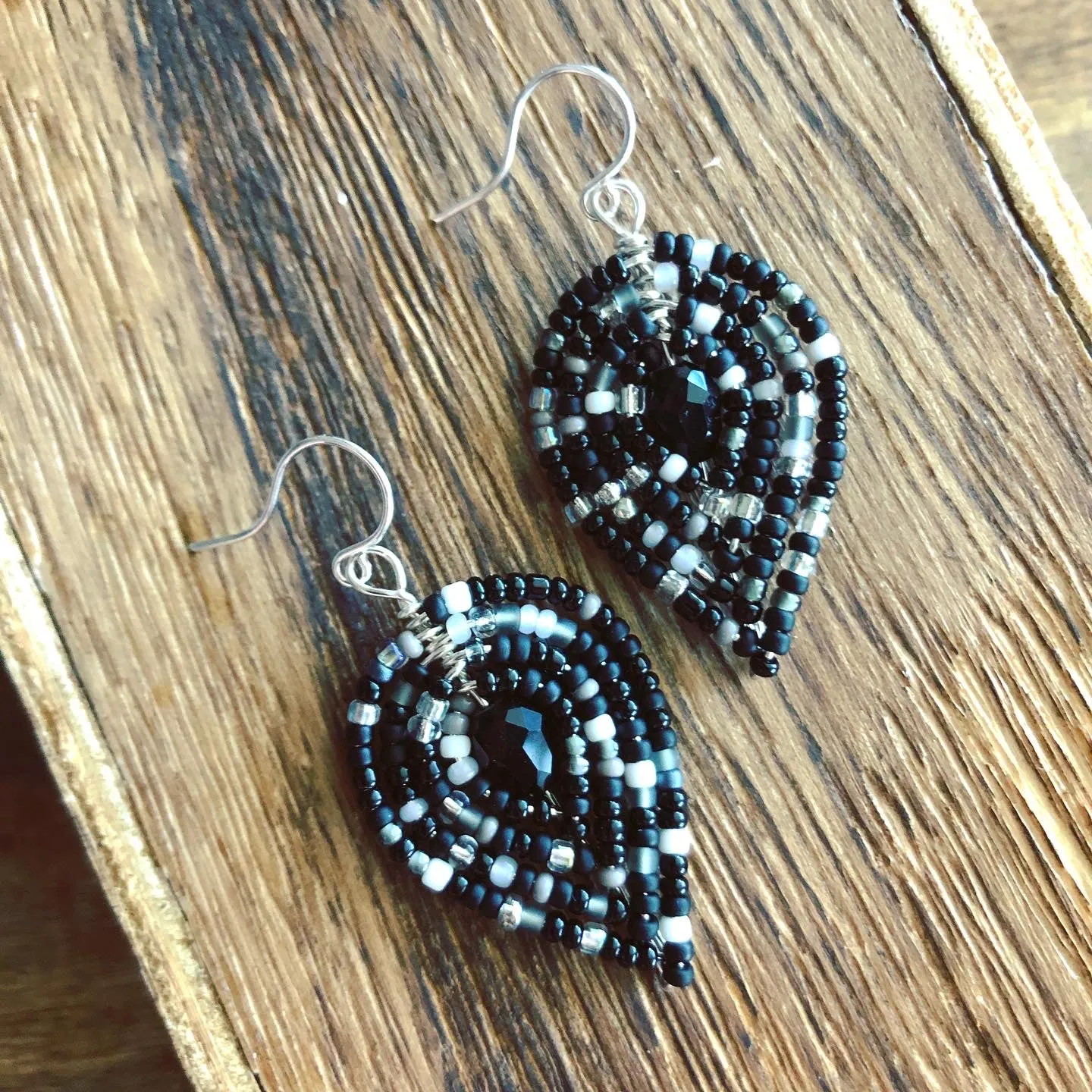 Medium Beaded Petal Earrings