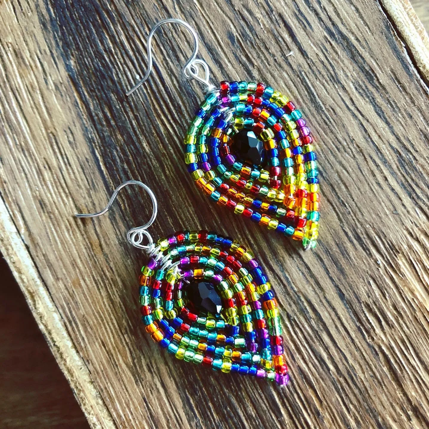 Medium Beaded Petal Earrings