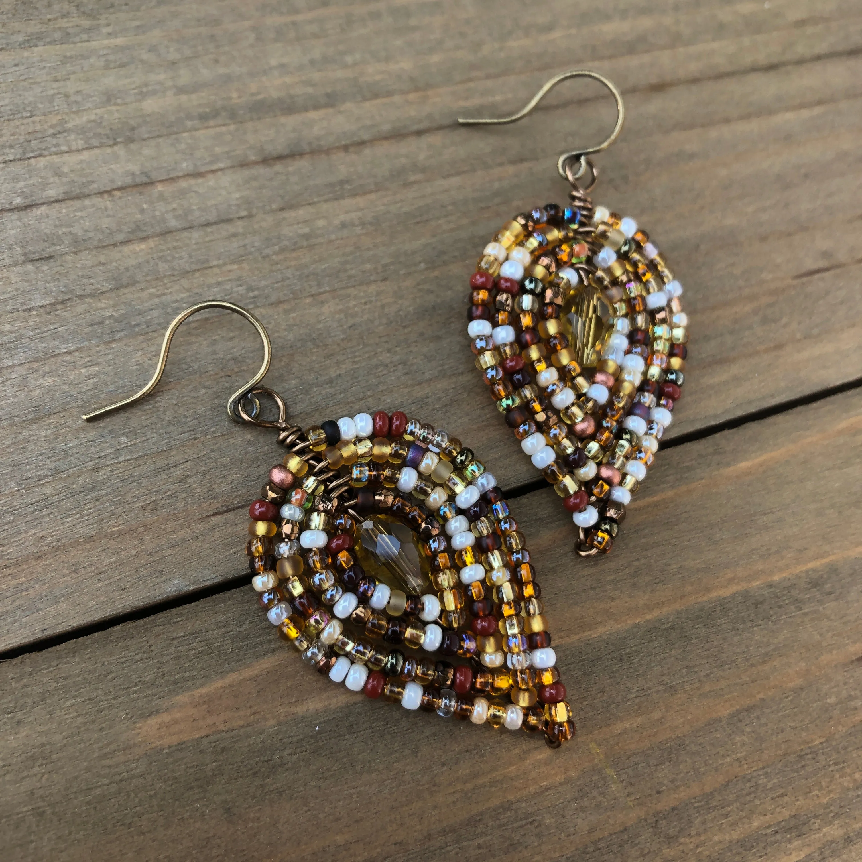 Medium Beaded Petal Earrings