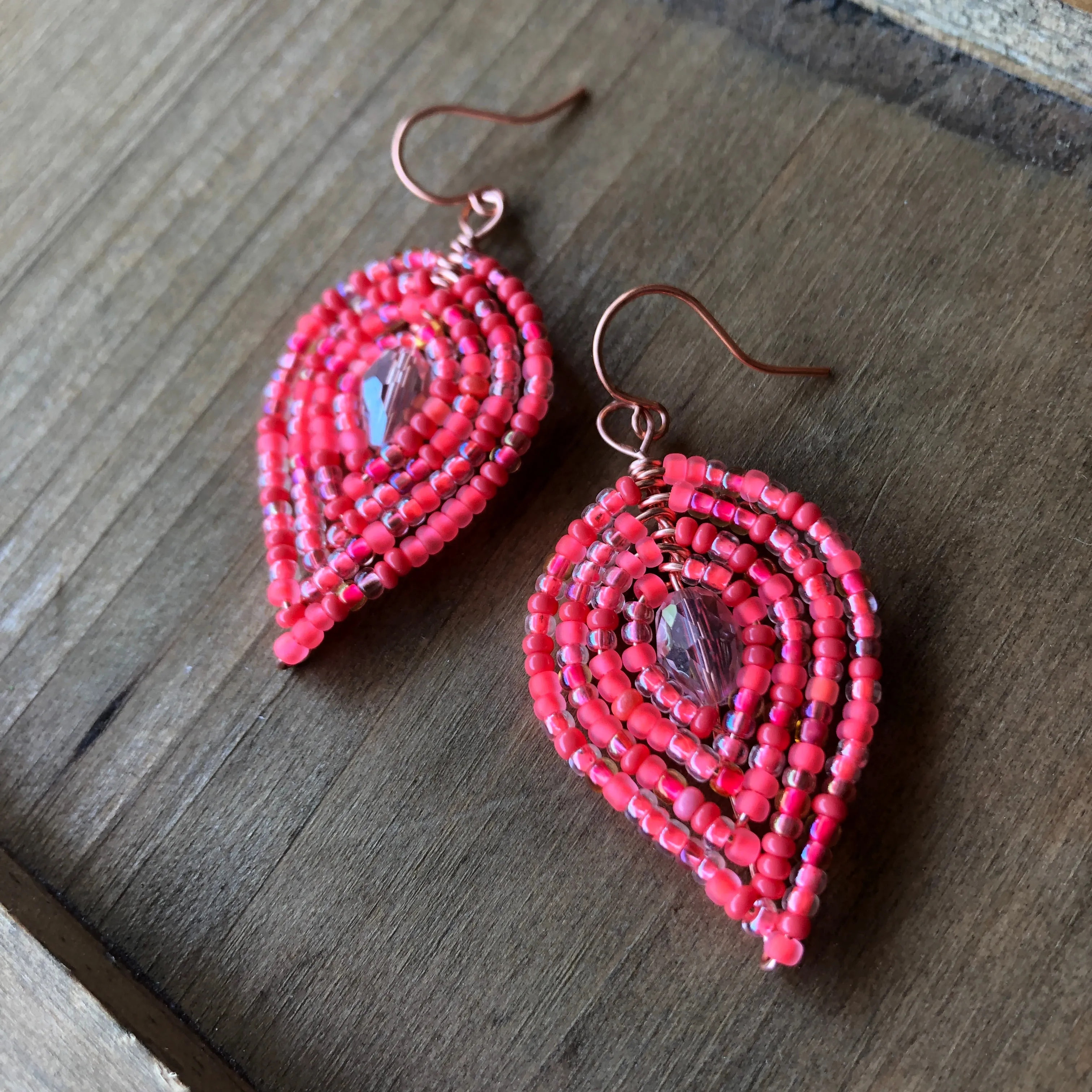 Medium Beaded Petal Earrings