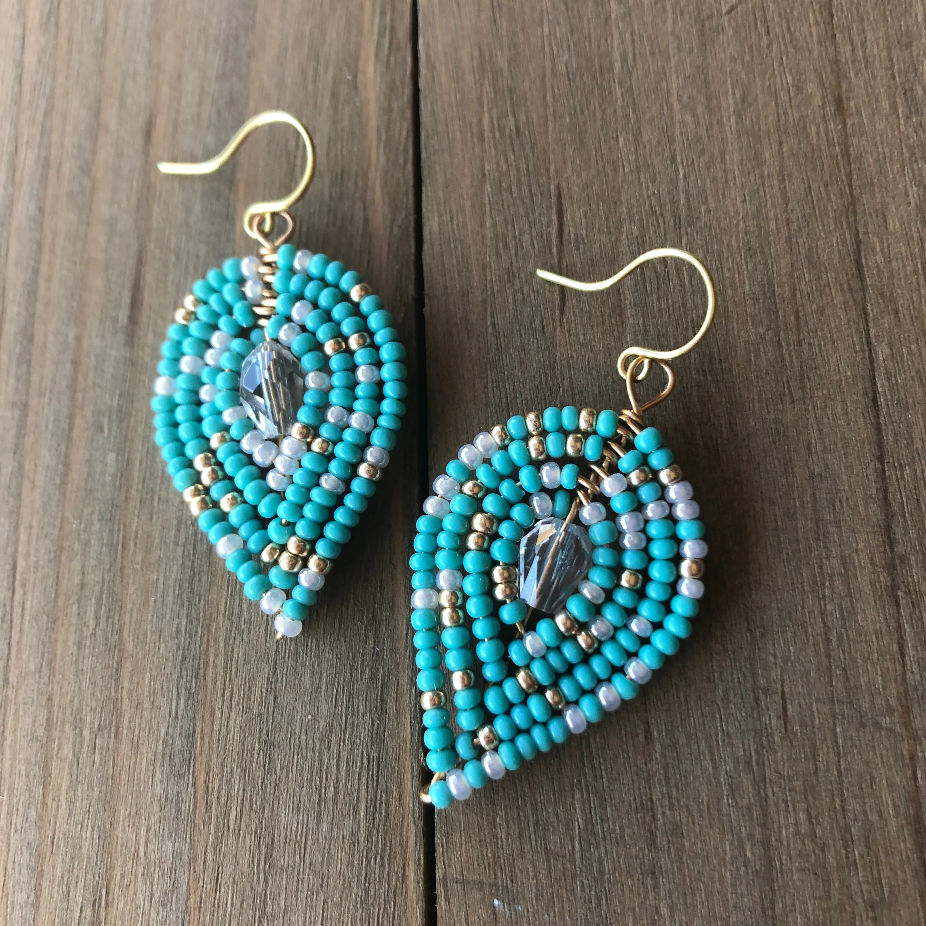 Medium Beaded Petal Earrings