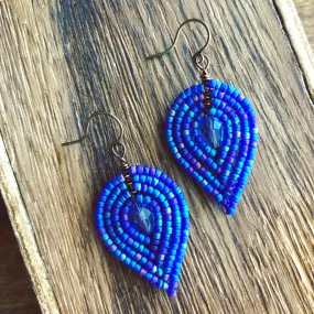 Medium Beaded Petal Earrings