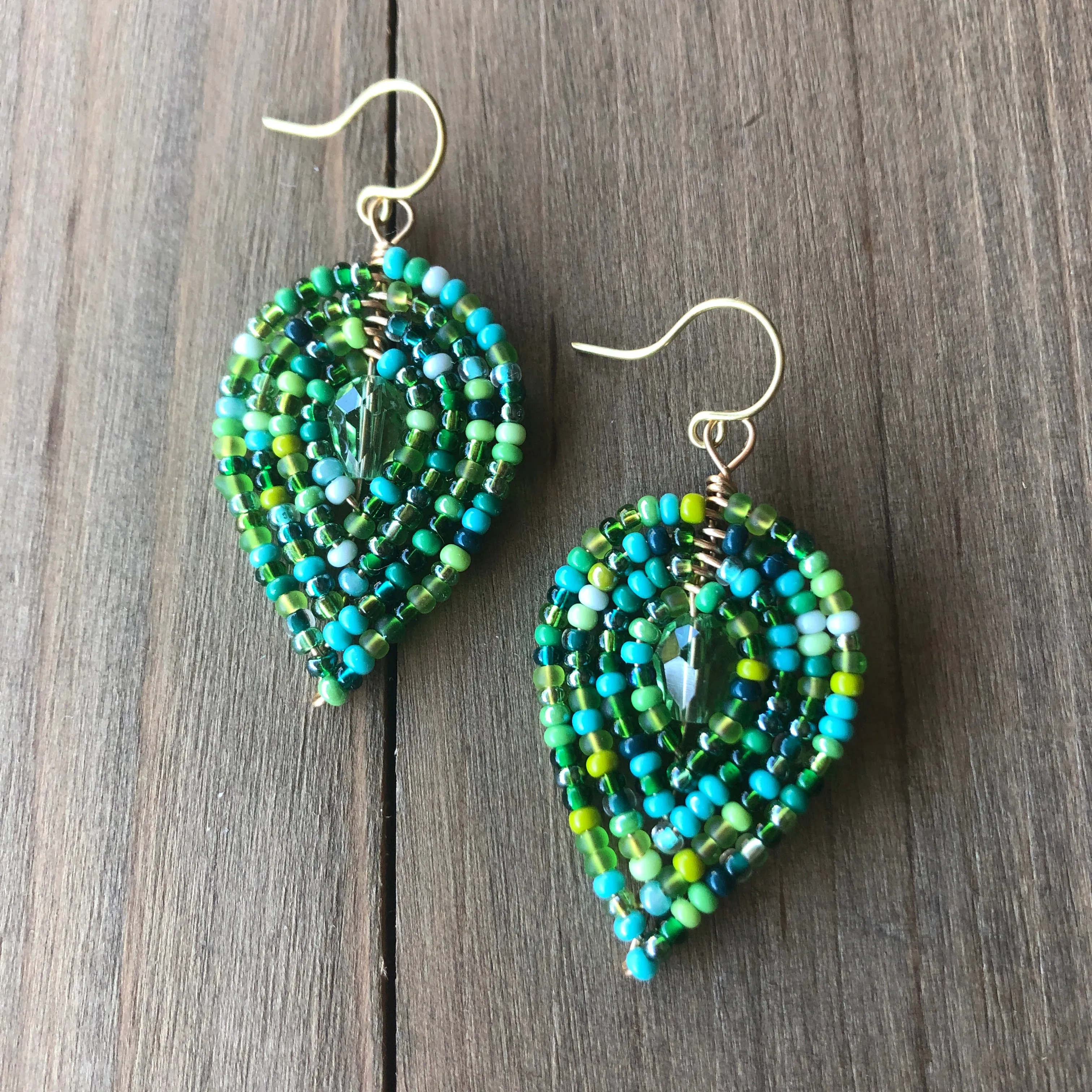 Medium Beaded Petal Earrings