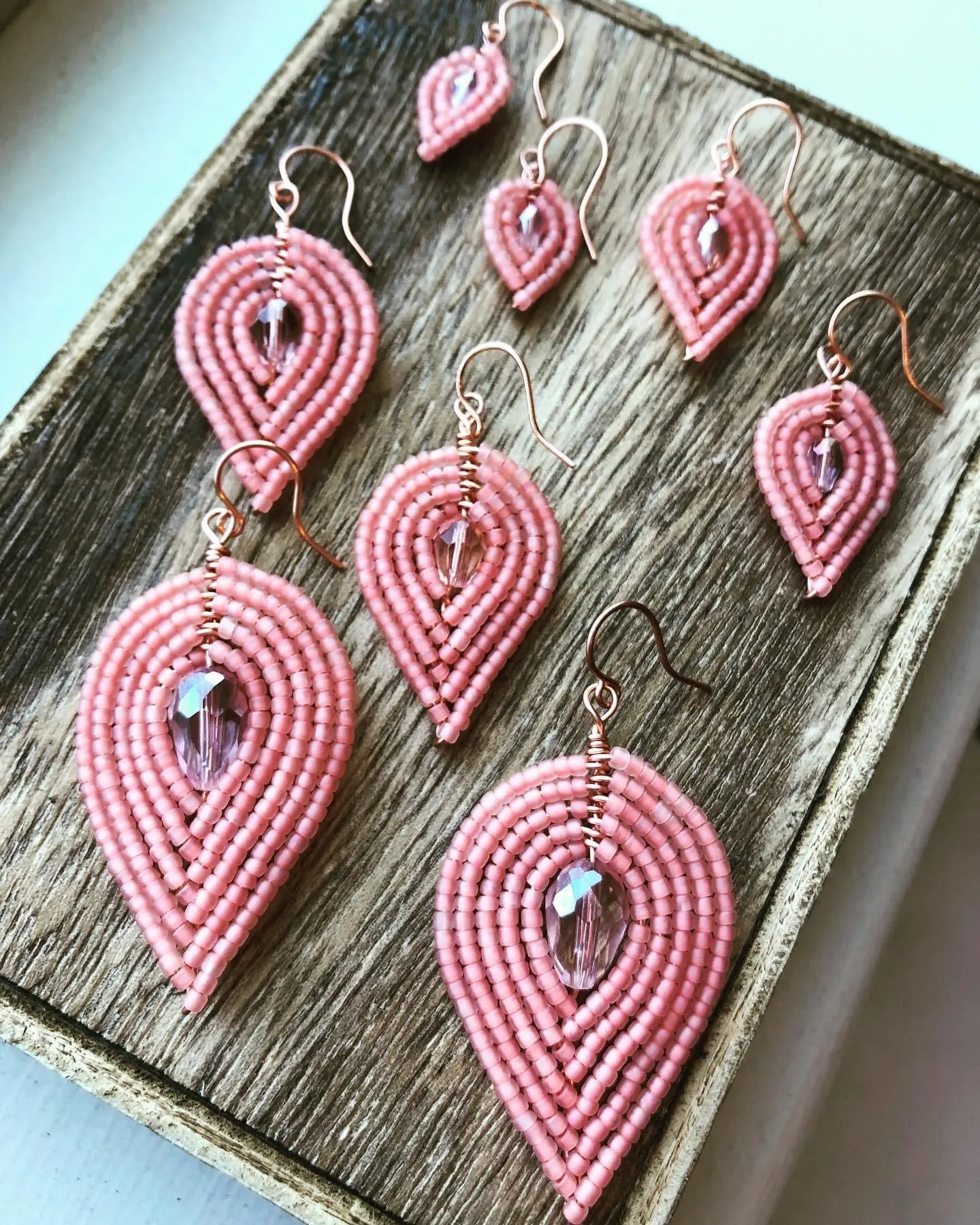 Medium Beaded Petal Earrings