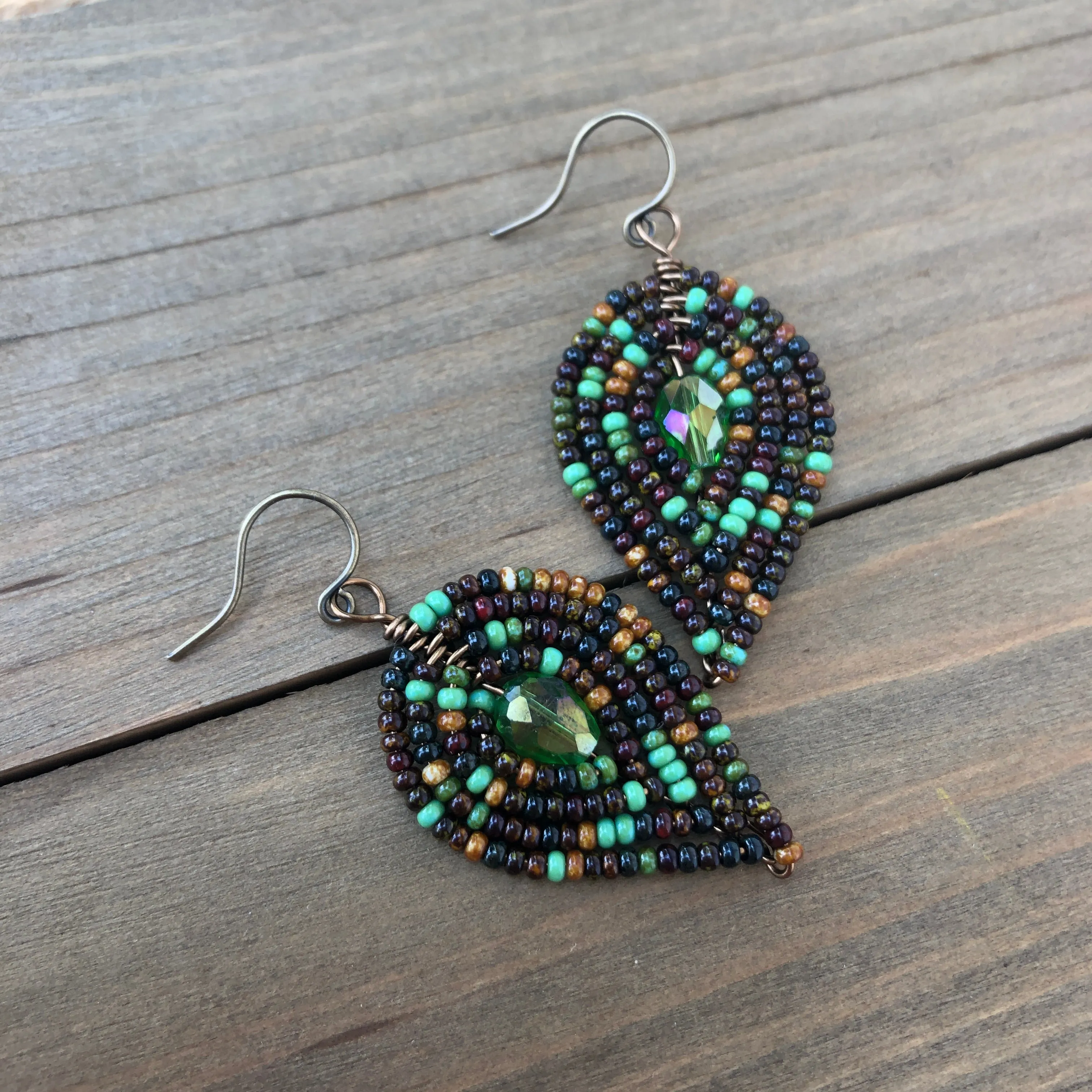 Medium Beaded Petal Earrings