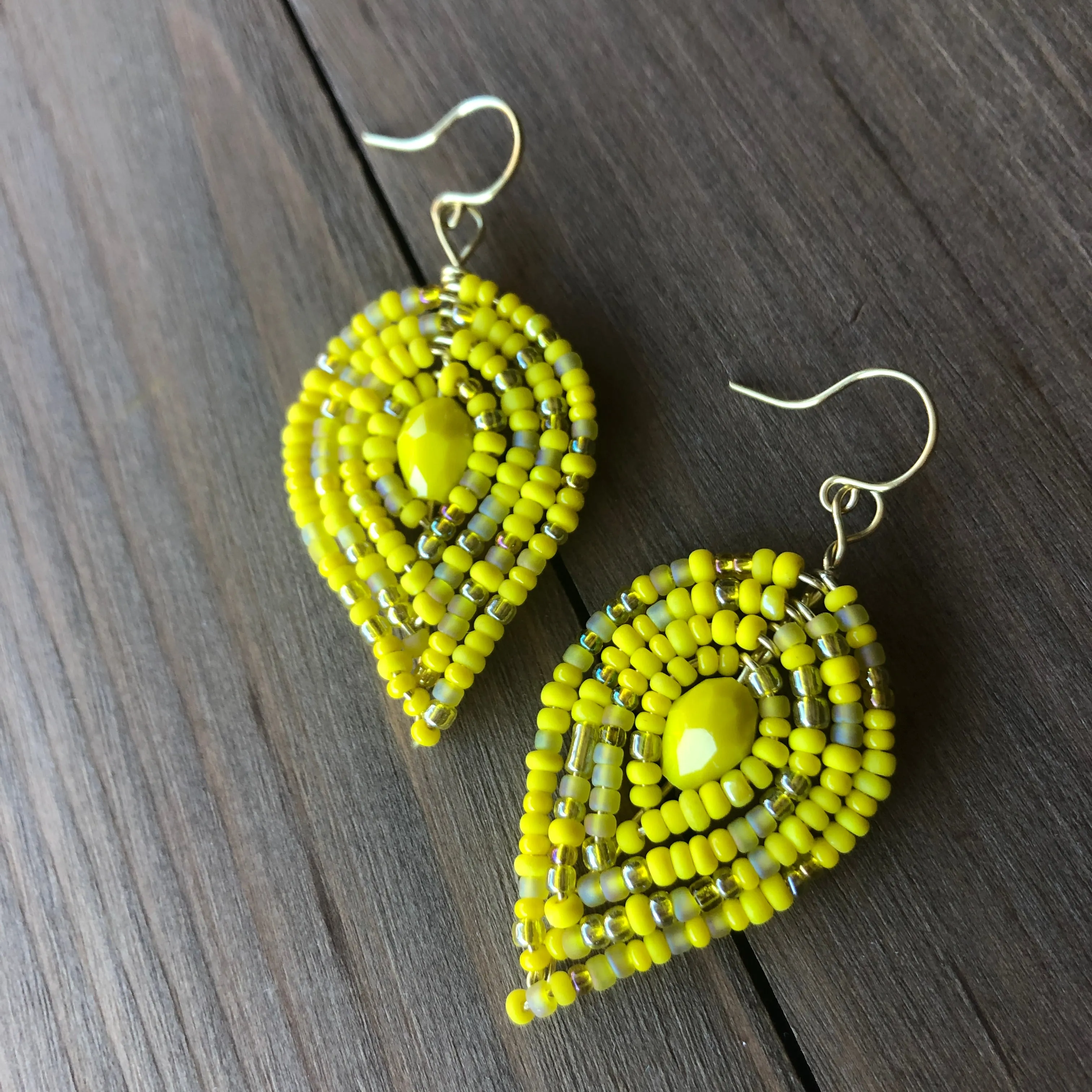 Medium Beaded Petal Earrings