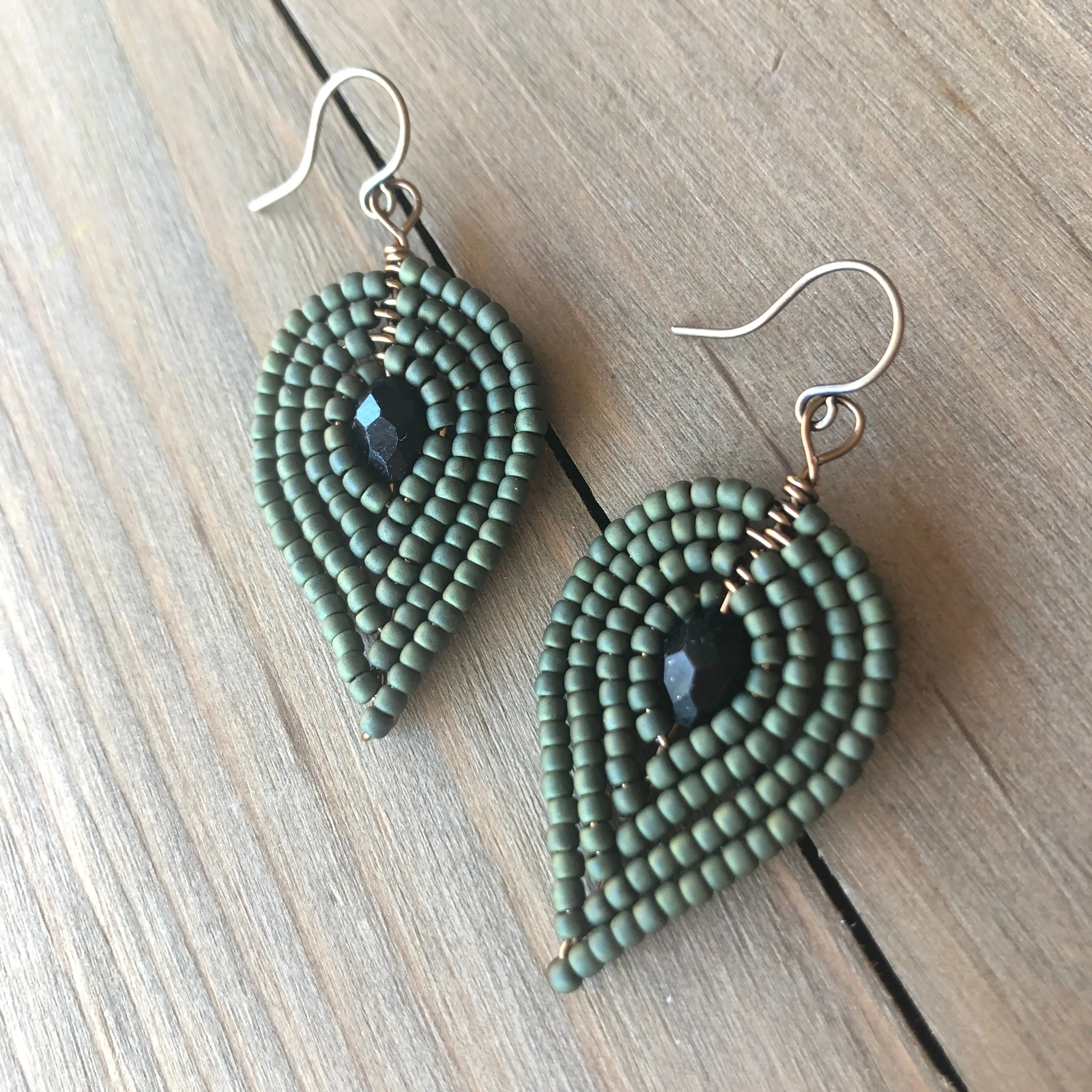 Medium Beaded Petal Earrings