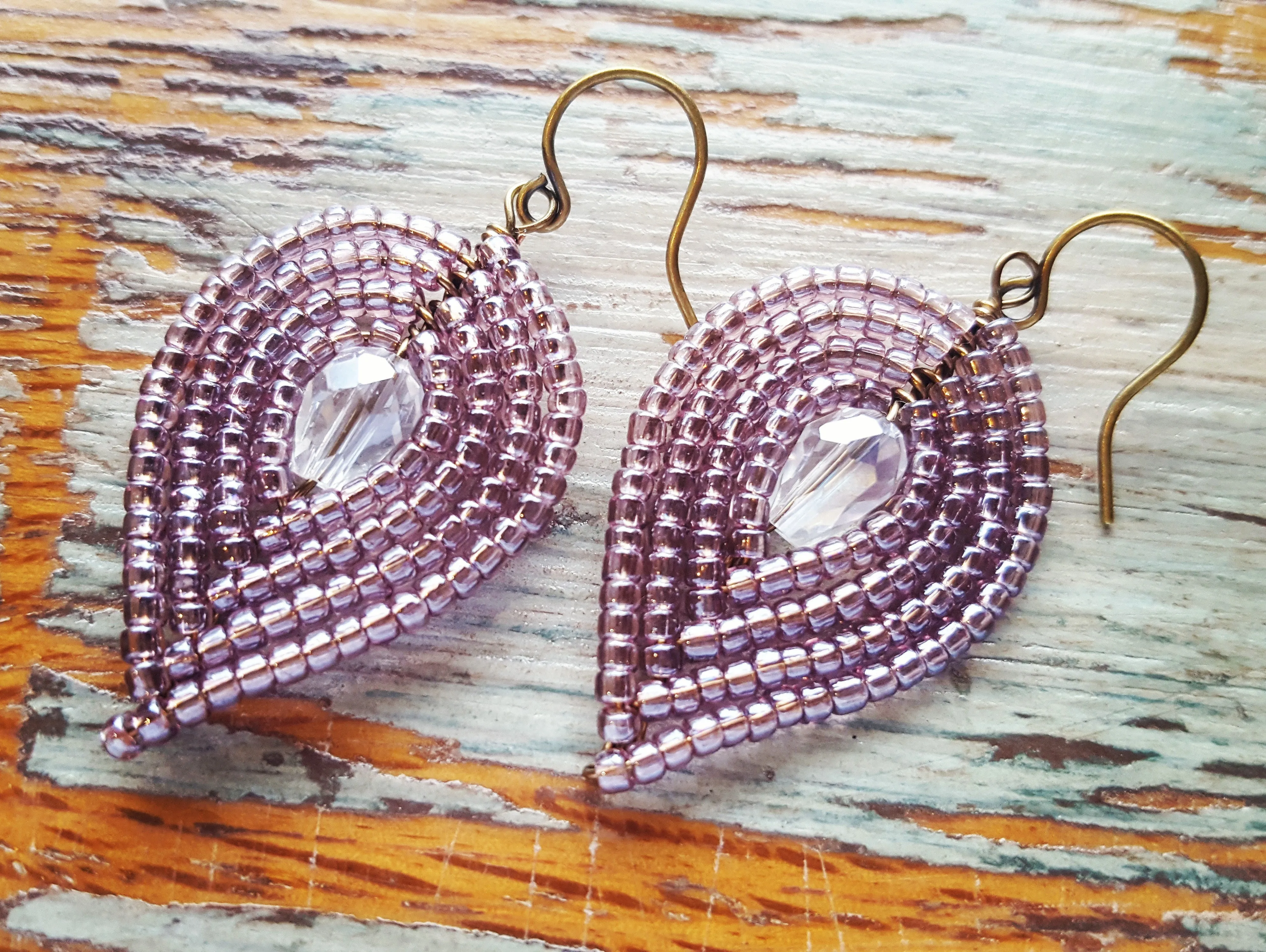 Medium Beaded Petal Earrings