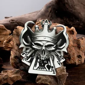 Men's DIY Skull Royal Flush Poker Casino Buckle Leather Belt