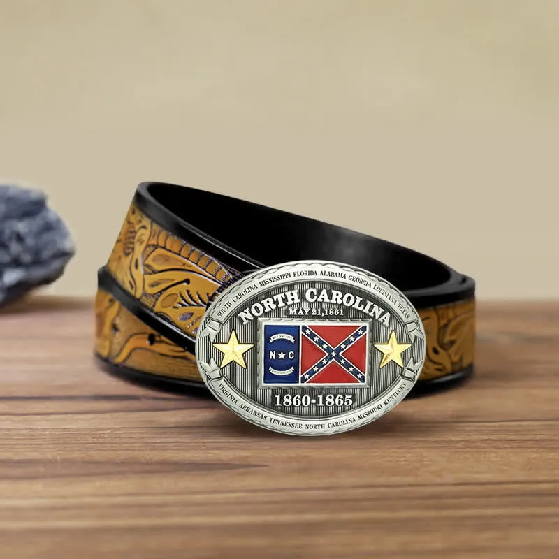 Men's DIY Southern Cross Of Honor Buckle Leather Belt