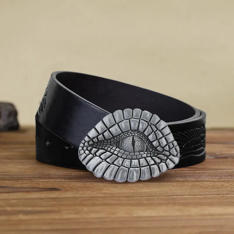 Men's DIY Watcher Alligator Eye Buckle Leather Belt