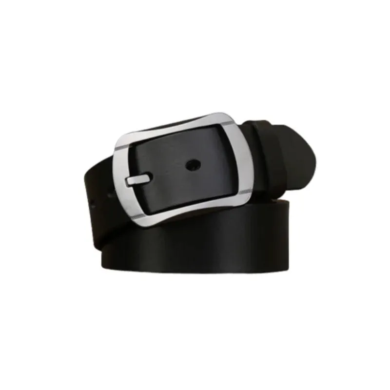 Men's Leather Belt with Single Prong Ceramic Buckle - Elegant Business Style