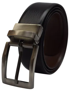 Men's Leather Reversible Belt 1.25" For Mens Casual Golf Dress,One Belt Reverse For 2 Sides Black/Brown