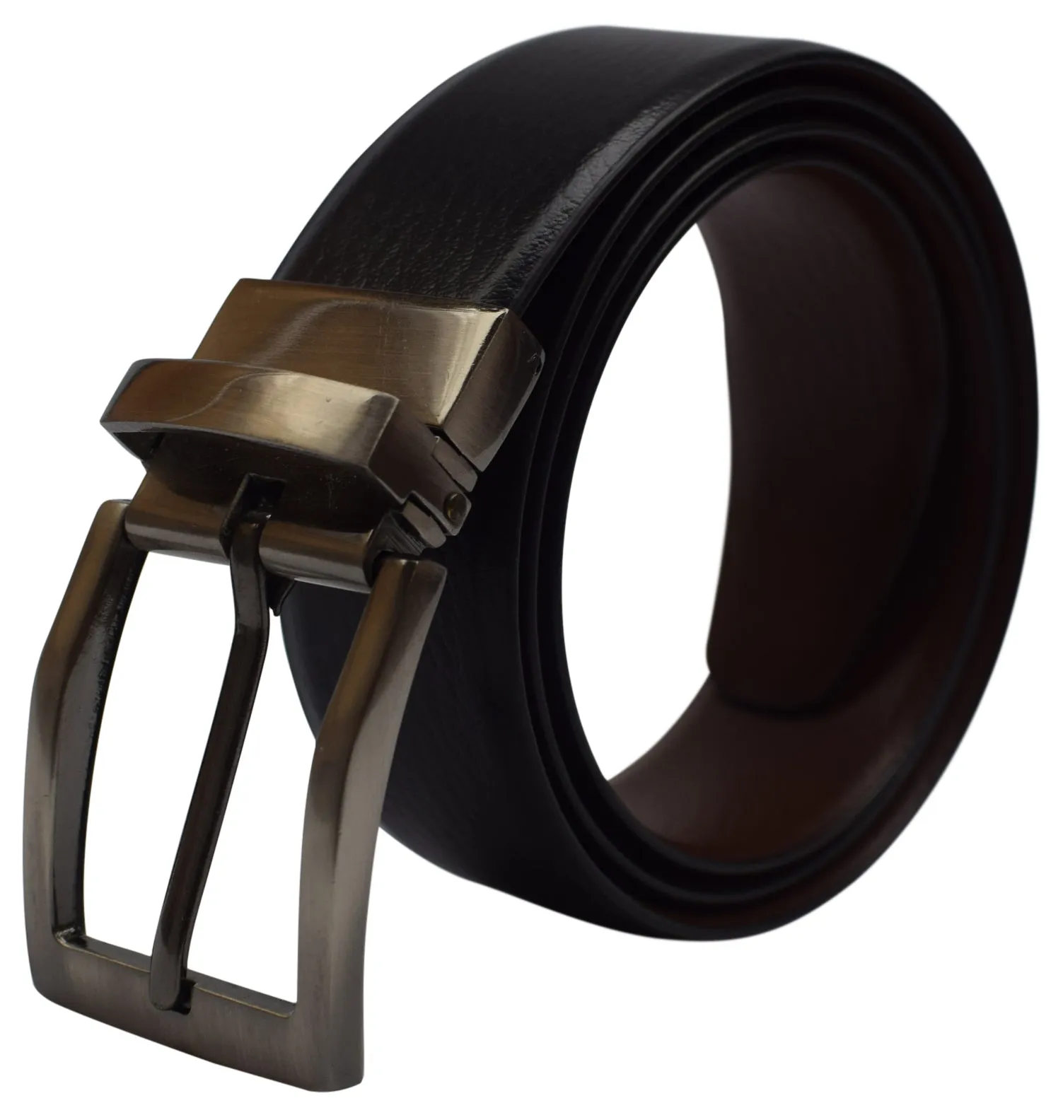 Men's Leather Reversible Belt 1.25" For Mens Casual Golf Dress,One Belt Reverse For 2 Sides Black/Brown