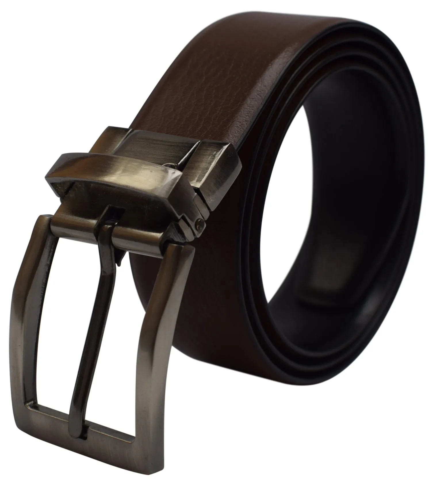 Men's Leather Reversible Belt 1.25" For Mens Casual Golf Dress,One Belt Reverse For 2 Sides Black/Brown