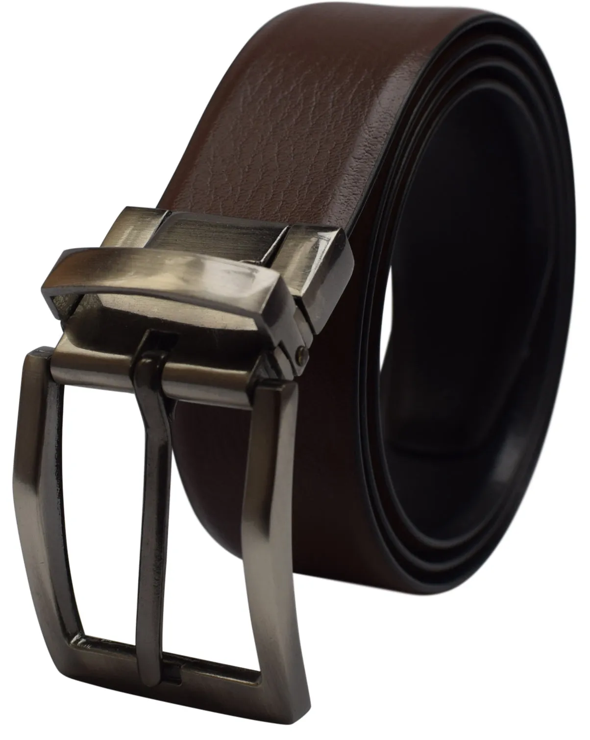 Men's Leather Reversible Belt 1.25" For Mens Casual Golf Dress,One Belt Reverse For 2 Sides Black/Brown