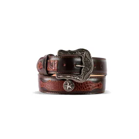 Mens Texas Country Belt Caiman Tabaco estrella