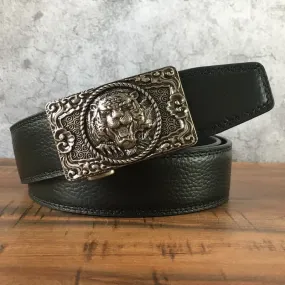 Men's Tiger Head Automatic Buckle Leather Belt