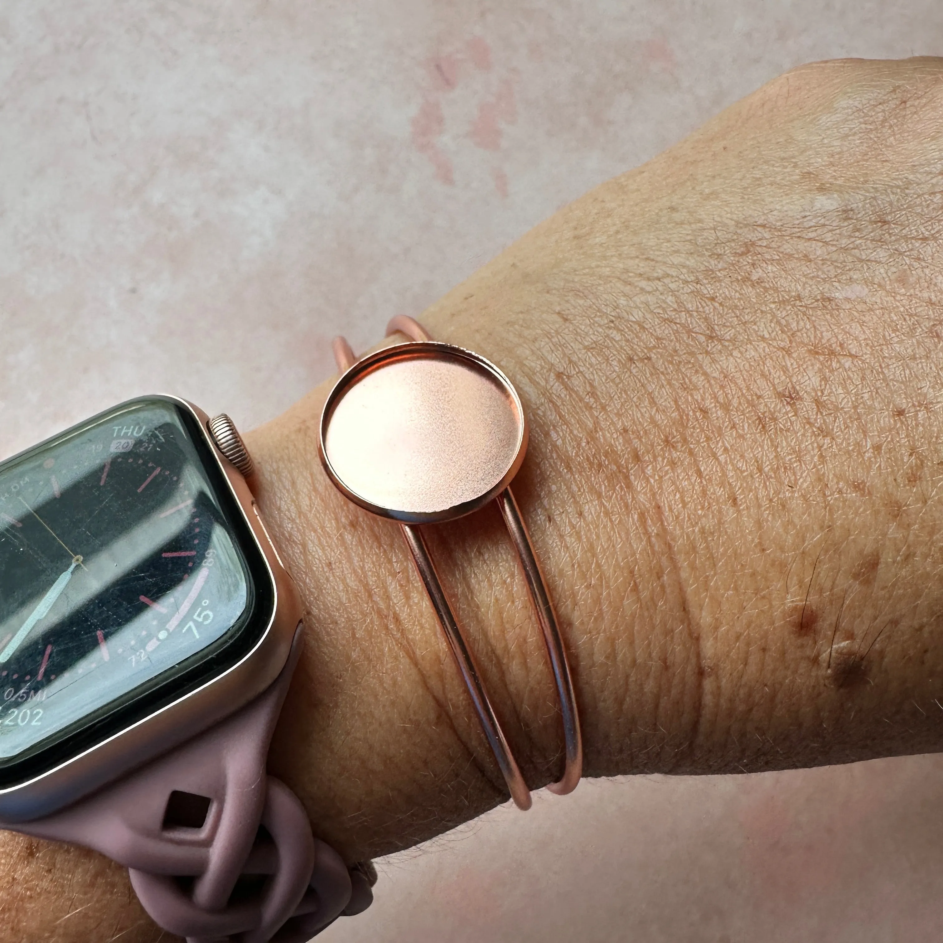 Metal Cuff Cabochon Bracelet Blank Rose Gold