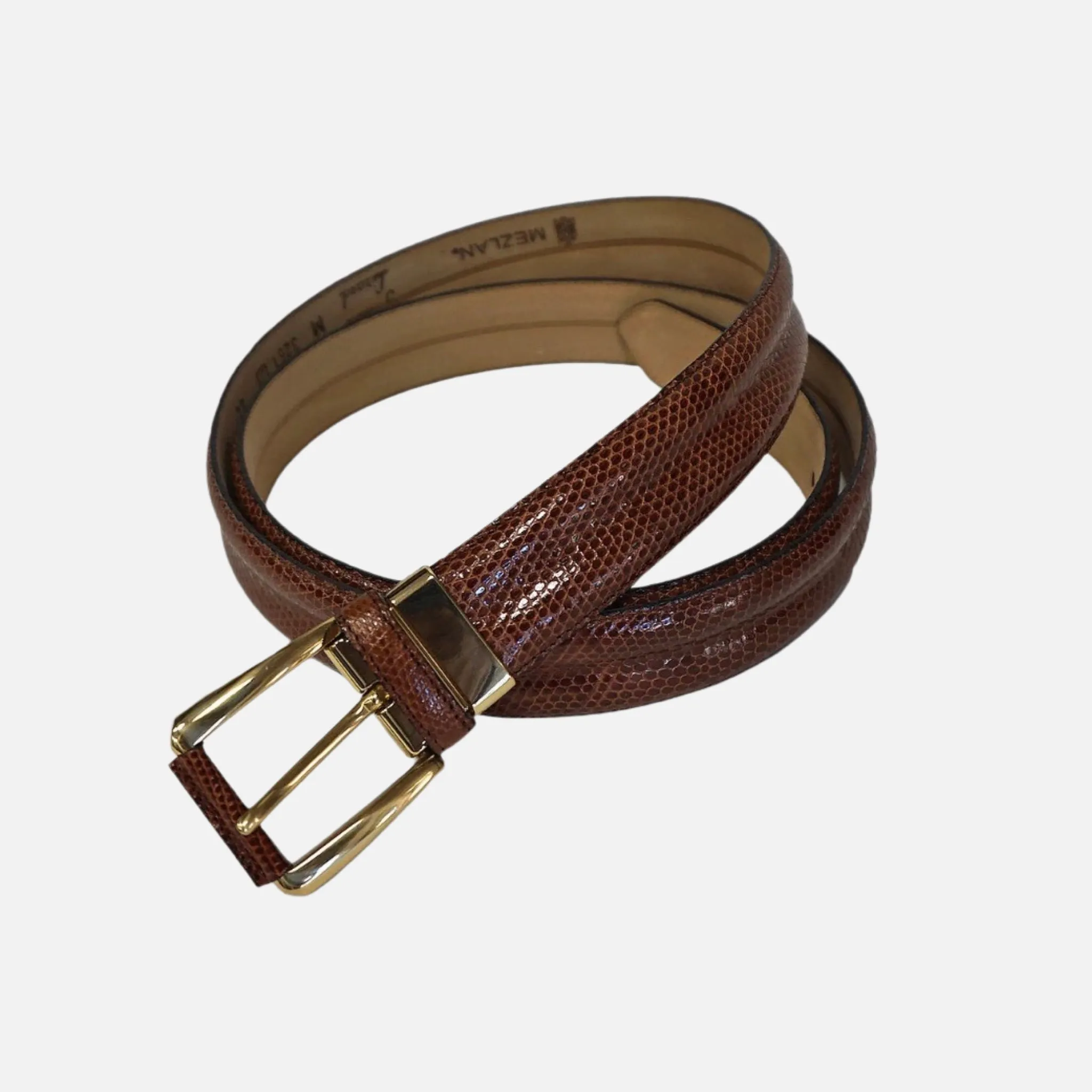 Mezlan Mens Belt "Tan" Genuine Lizard (Ones Size)