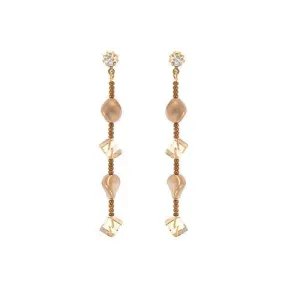 Multi-Shape Bronze & Champagne Linear Earrings