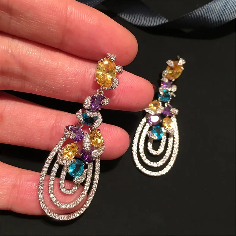 Multilayered Multicolored Dangle Earrings