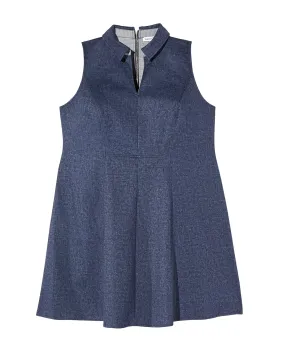 Myanmar Sleeveless Fit and Flare Chambray Stretch Dress | Dark Wash