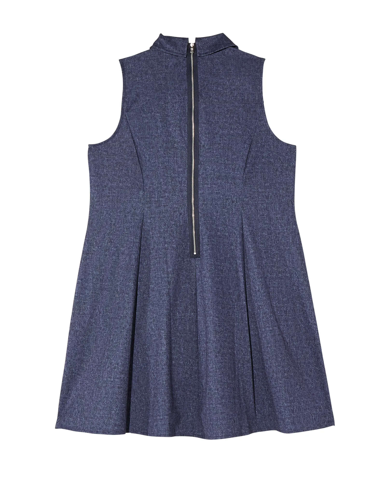 Myanmar Sleeveless Fit and Flare Chambray Stretch Dress | Dark Wash