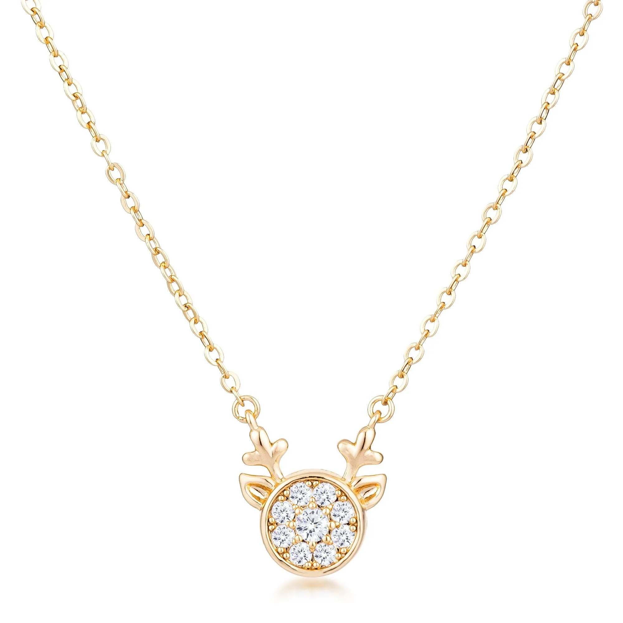 Nala Reindeer CZ Gold Pendant