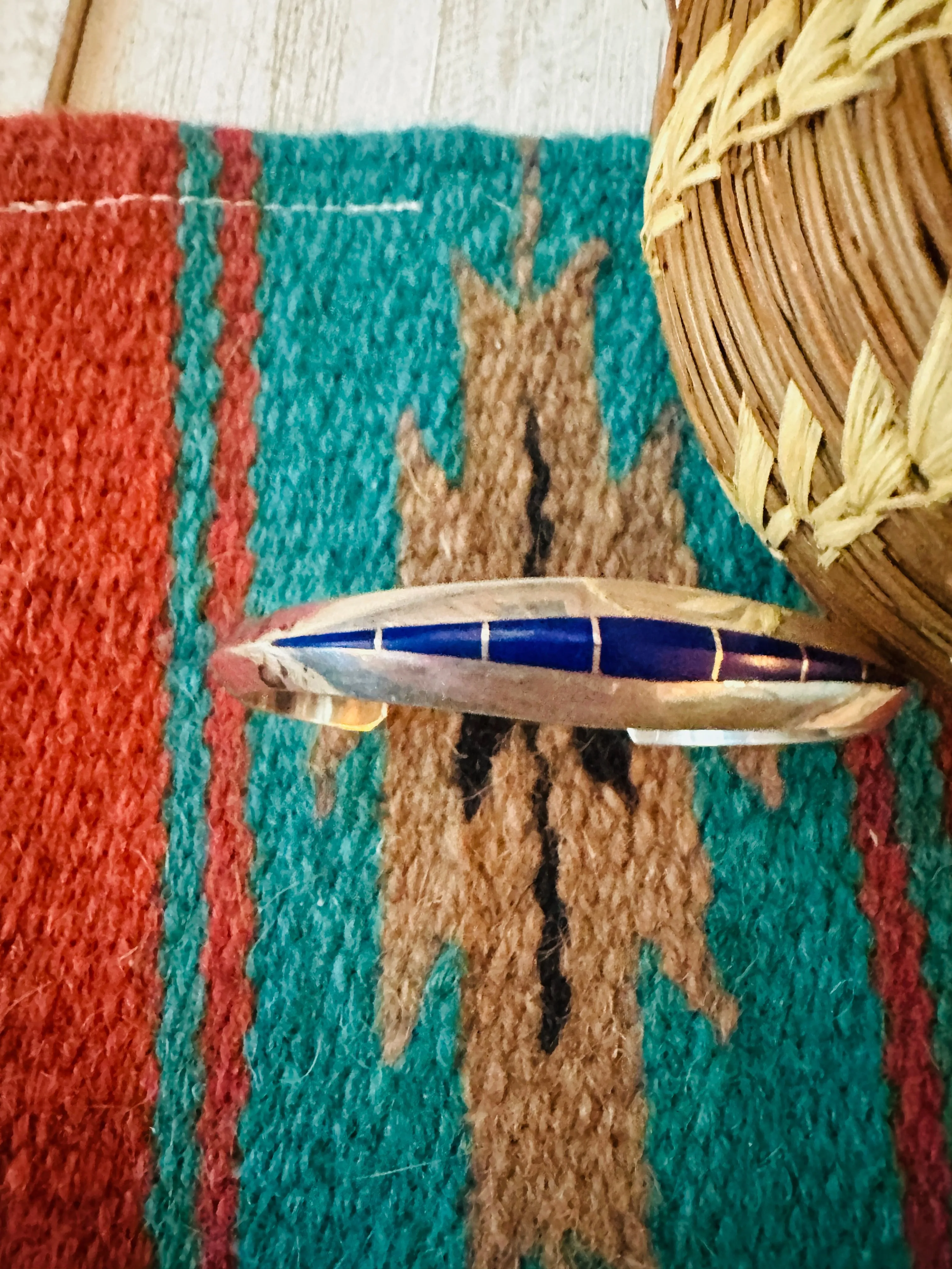 Navajo Sterling Silver & Lapis Inlay Cuff Bracelet