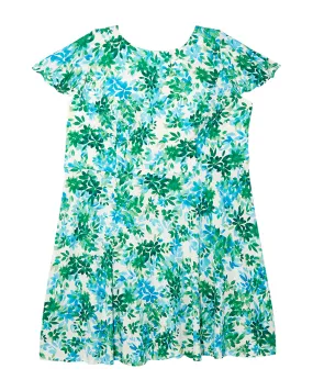 Nora Floral Print Dress | Kelly Green / White