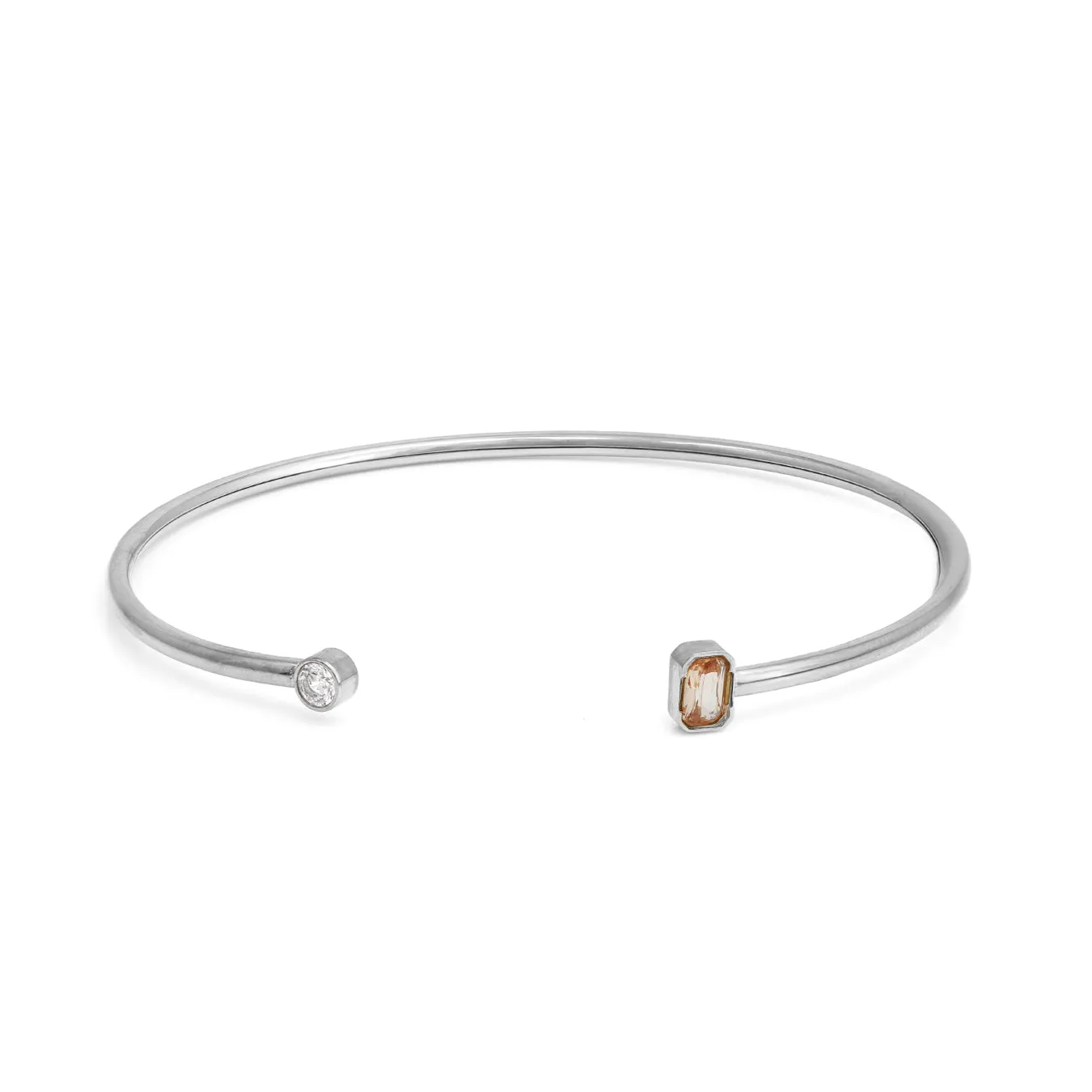 November Topaz Birthstone Bangle - Silver