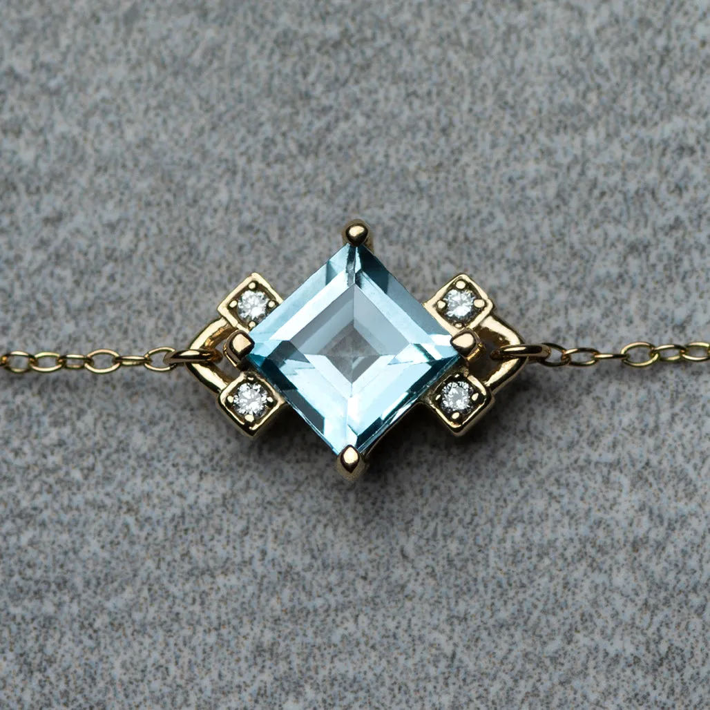 Nucleus Necklace - Sky blue topaz & diamonds