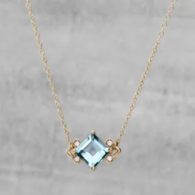 Nucleus Necklace - Sky blue topaz & diamonds