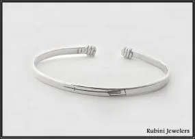 Oar Engraved Cuff Bracelet with Wire Wrapped Ends