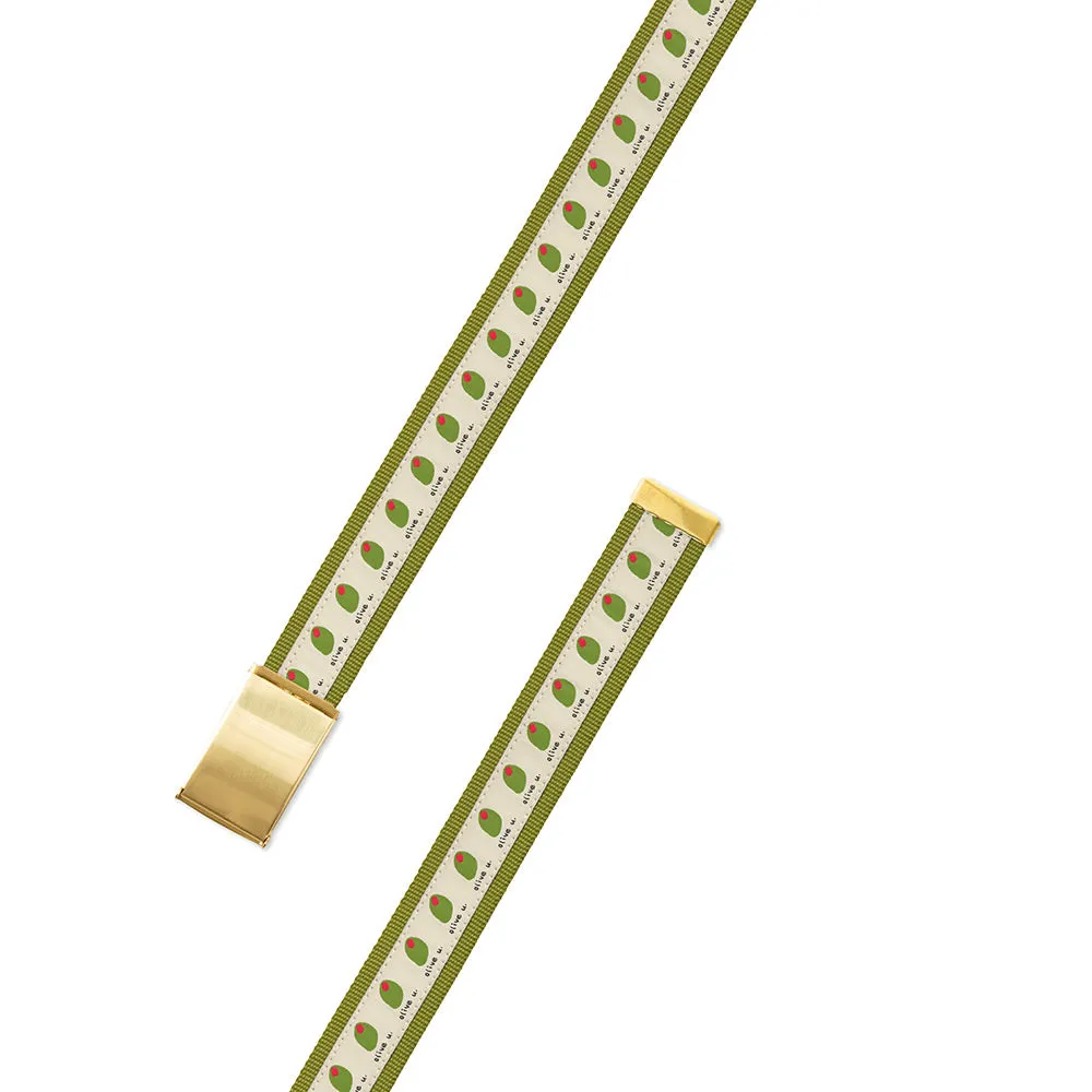 Olive U on Green Bespoken Motif Military Buckle Belt