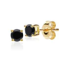 Onyx Ohrringe, 9ct Gelbgold 0.39ct Schwarzer Onyx 4 Klaue Satz Runde Ohrstecker Ohrringe 3.50mm