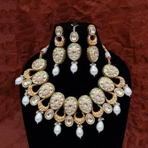 Oval Multi Chand Necklace Earring And Teeka Set