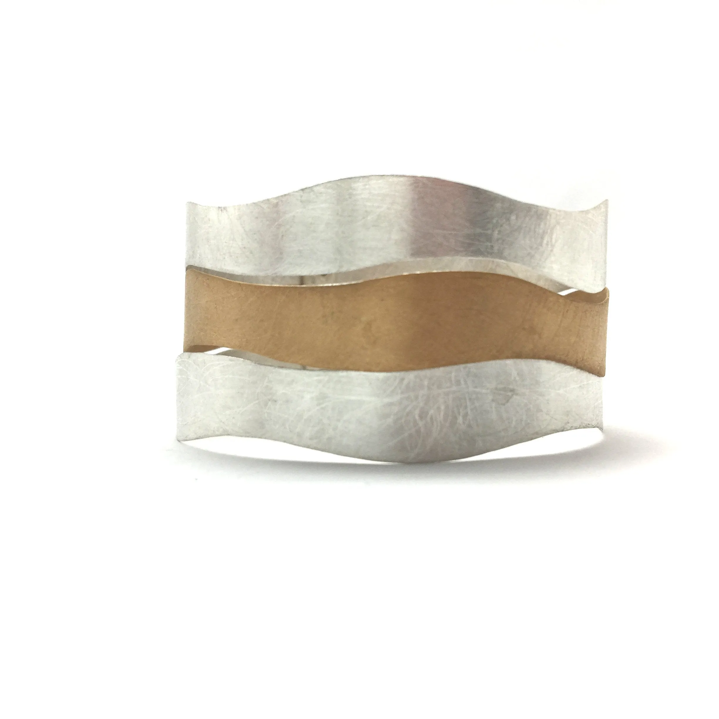 Parallel Wave Bracelet  Silver and Gold