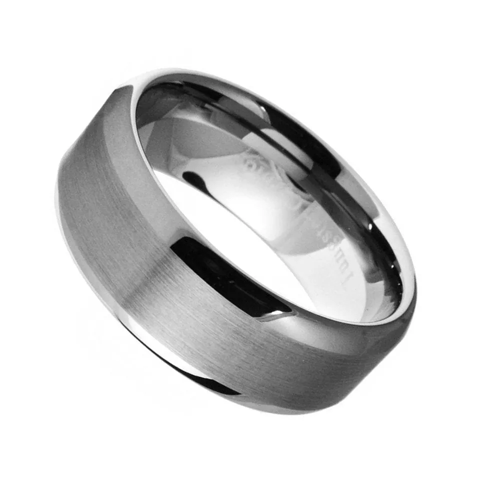 Paris Jewelry Tungsten Silver Brushed Ring Wedding Band 8mm for Unisex Size 7