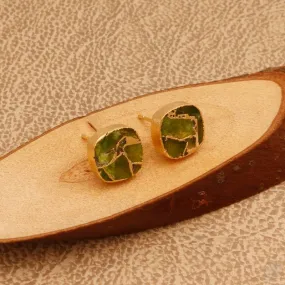 Peridot Copper Jade Mohave Gemstone Stud Earring