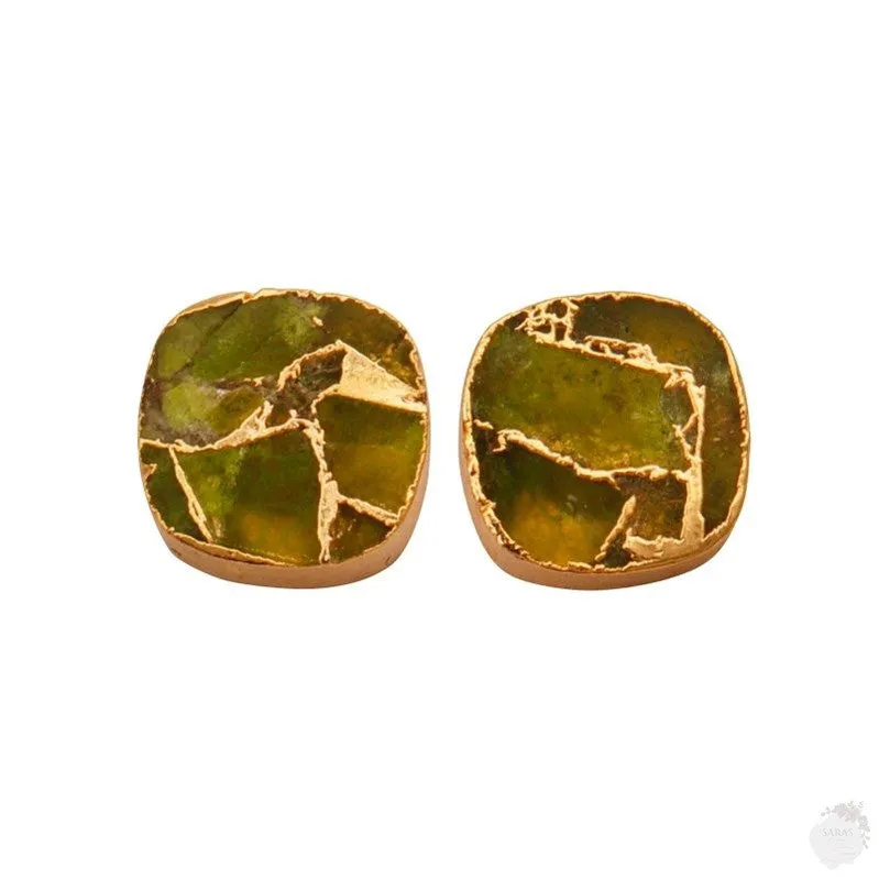 Peridot Copper Jade Mohave Gemstone Stud Earring