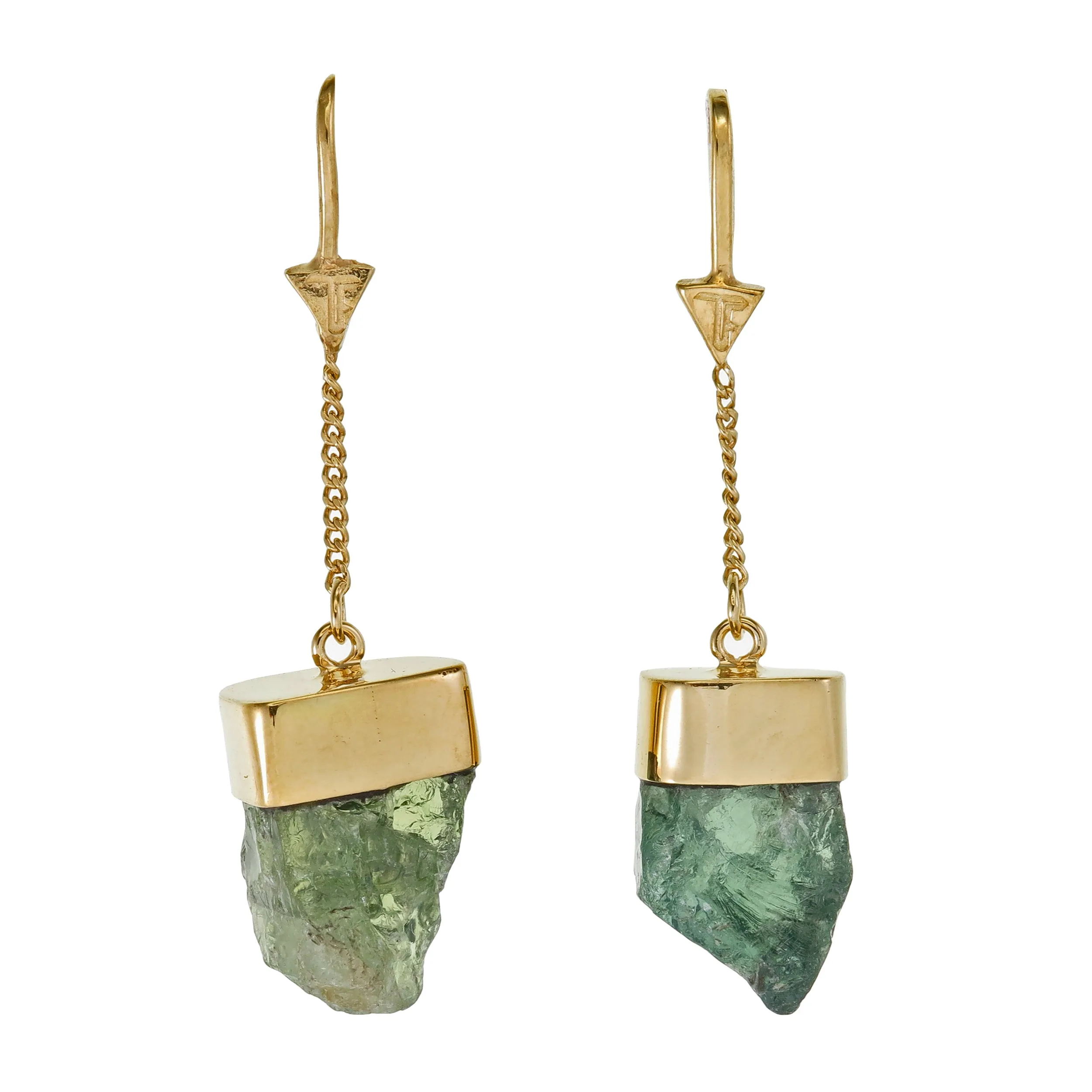 PERIDOT CRYSTAL PULL THROUGH EARRINGS - GOLD