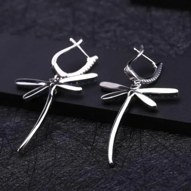 Peridot Dragonfly Earrings in 925 Silver