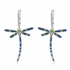 Peridot Dragonfly Earrings in 925 Silver