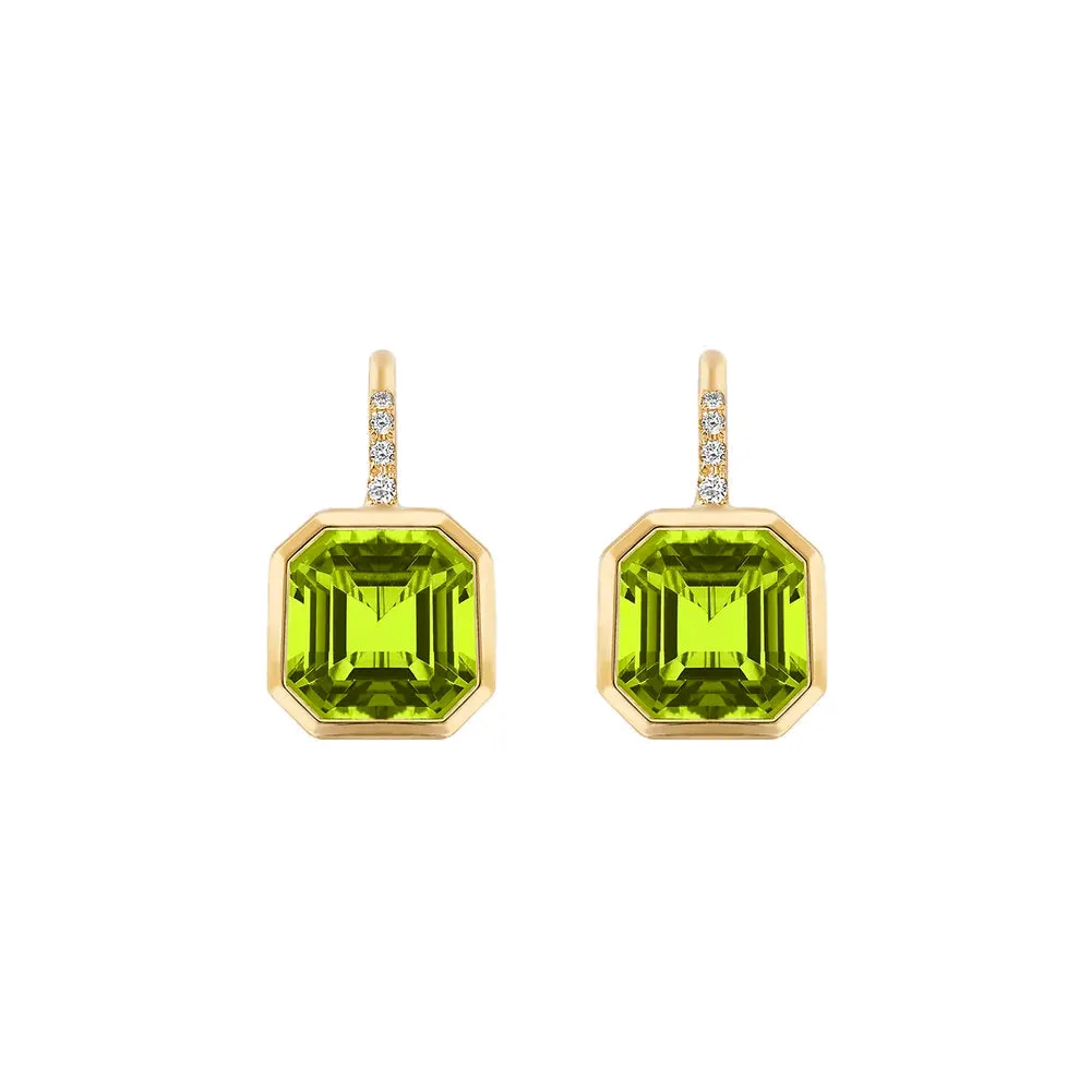 Peridot Earrings with Diamonds