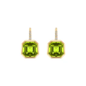 Peridot Earrings with Diamonds