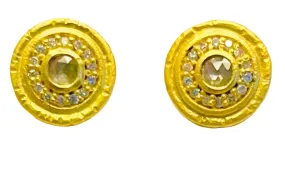 Peridot Gemstone Gold Stud Earrings