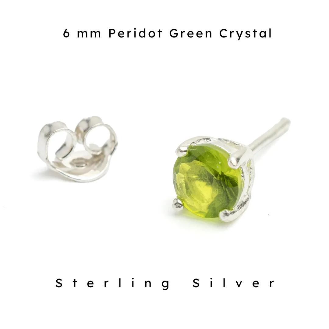 Peridot Green Crystal Post Earrings by Nickel Smart®