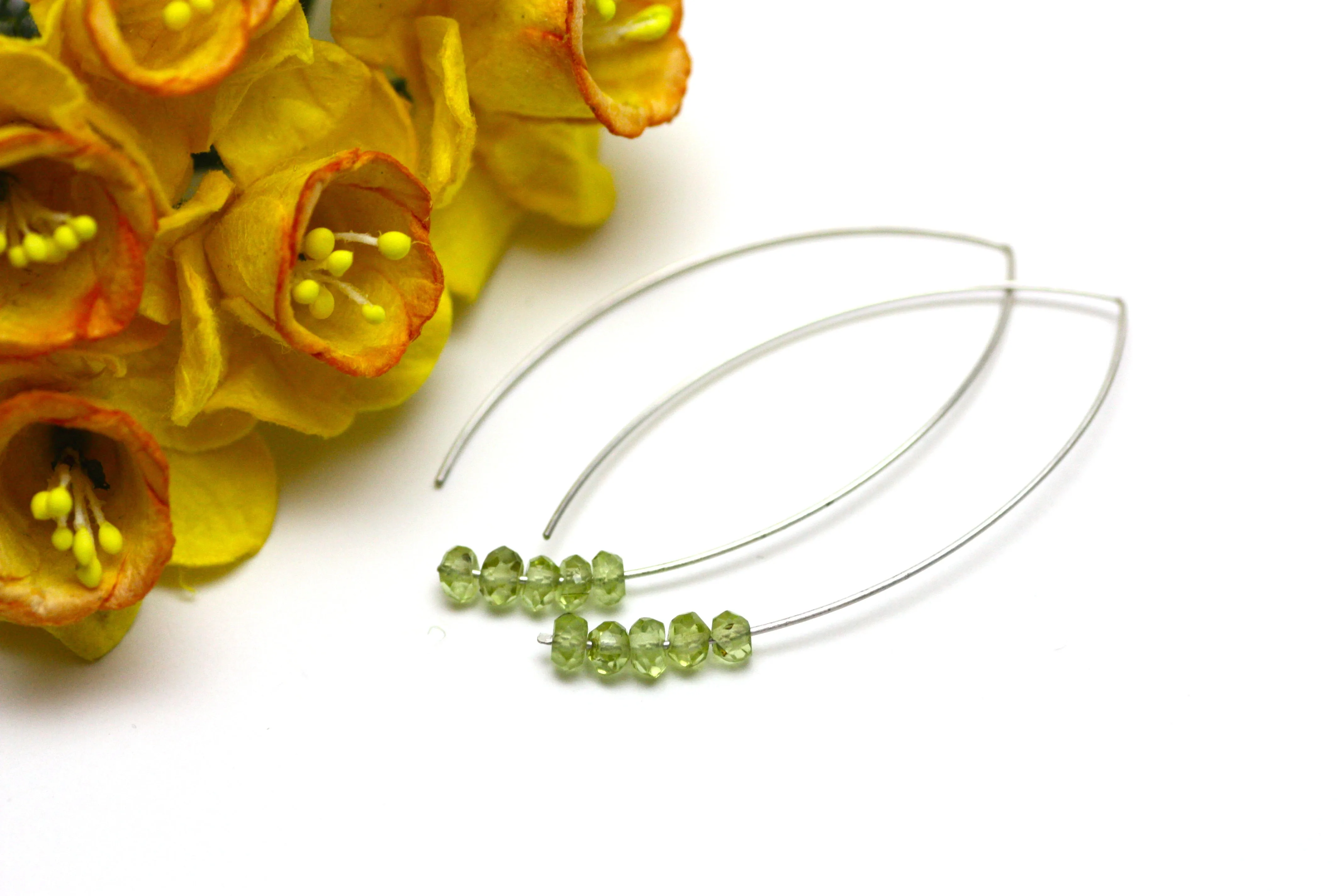 Peridot Marquise Earrings in Silver